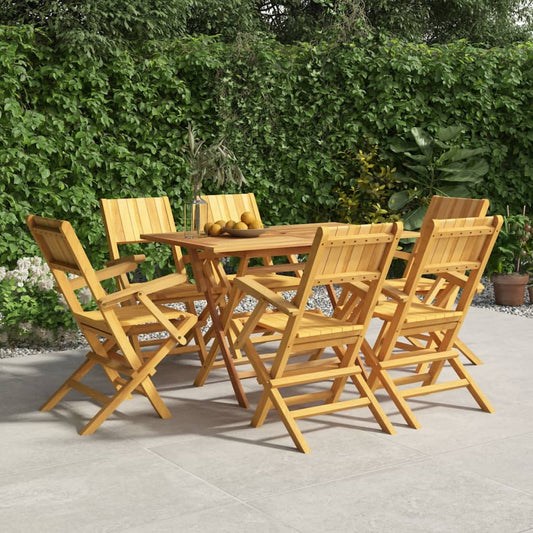 6-Piece Teak Folding Garden Chairs Set - Solid Wood, 55x61x90 cm