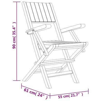 8-Piece Solid Teak Folding Garden Chairs 55x61x90 cm
