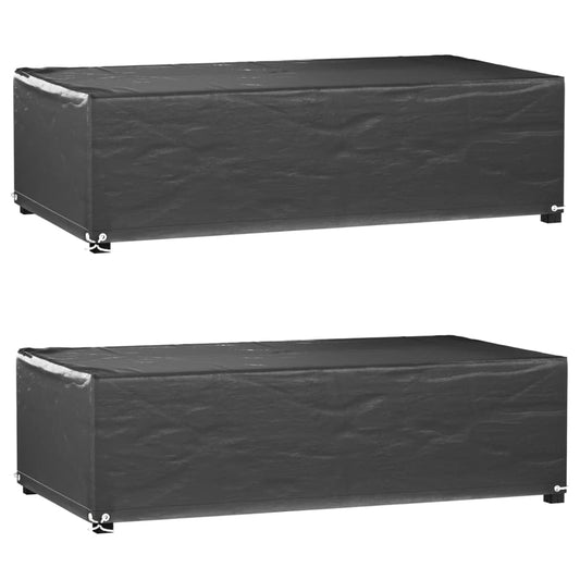 Waterproof Black Garden Furniture Covers Set, 8 Eyelets, 125x70x35 cm