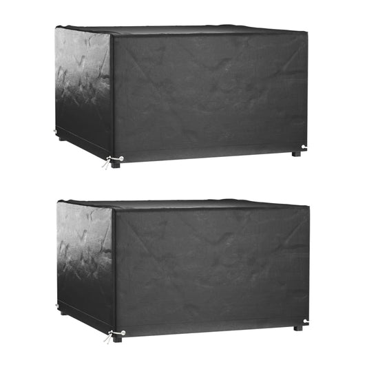 2-Piece Square Garden Furniture Covers, Black, 8 Eyelets, 125x125x75 cm