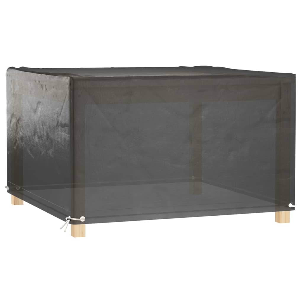 2-Piece Square Garden Furniture Covers, Black, 8 Eyelets, 125x125x75 cm