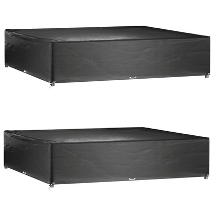 Waterproof Black Garden Furniture Covers 2pcs, 16 Eyelets, 240cm Sq.