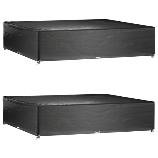 Waterproof Black Garden Furniture Covers 2pcs, 16 Eyelets, 240cm Sq.