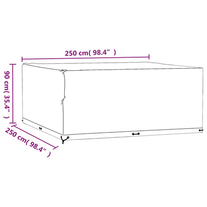 Waterproof Square Garden Furniture Covers 2pcs, Black 250x250x90 cm