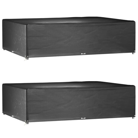 Durable Black Garden Furniture Covers 2pcs 300x200x75cm 16 Eyelets