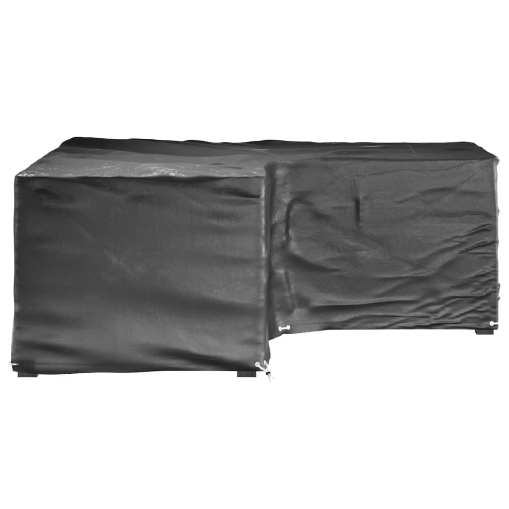 2-Piece L-Shaped Garden Furniture Covers, 12 Eyelets, Black, 185x185x70 cm