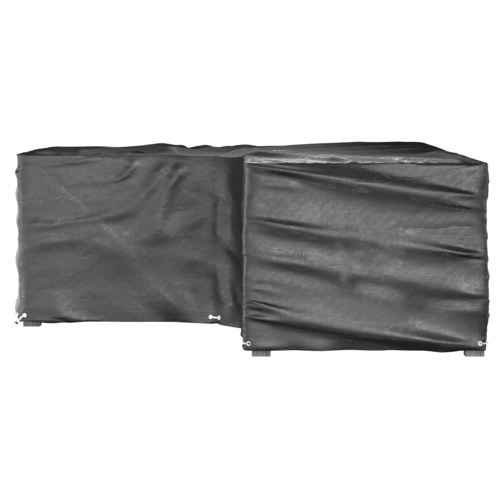 2-Piece L-Shaped Garden Furniture Covers, 12 Eyelets, Black, 185x185x70 cm