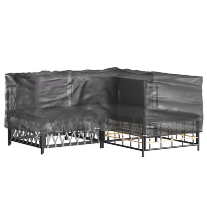 2-Piece L-Shaped Garden Furniture Covers, 12 Eyelets, Black, 185x185x70 cm