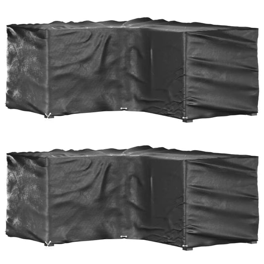Durable Black L-Shaped Garden Furniture Covers 2pcs 185x185x90 cm