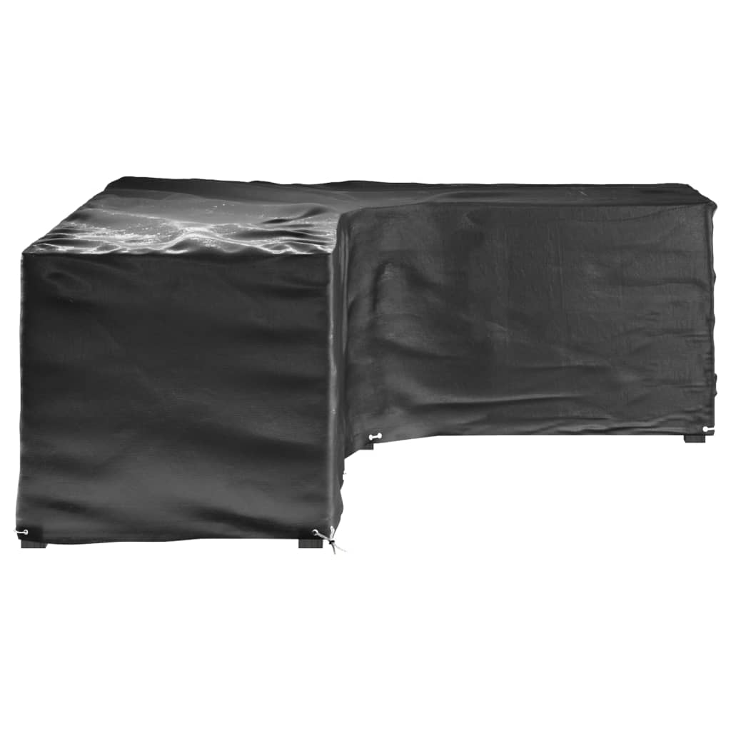 Waterproof L-Shaped Garden Furniture Covers, 2 pcs, 18 Eyelets, Black