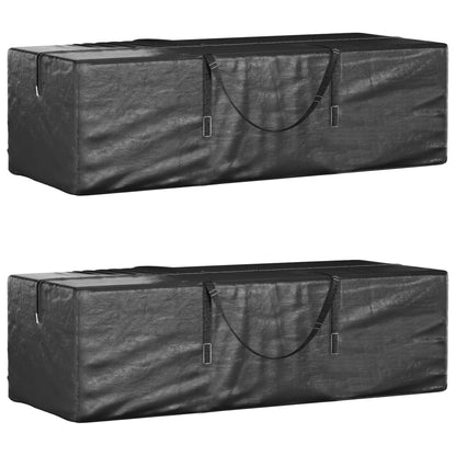 Durable Black Polyethylene Garden Cushion Storage Bags Set - 135x40x55 cm