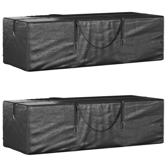 Durable Black Polyethylene Garden Cushion Storage Bags Set - 135x40x55 cm