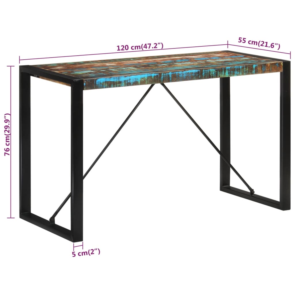 Solid Reclaimed Wood Dining Table 120x55x76 cm Eco-Friendly Design