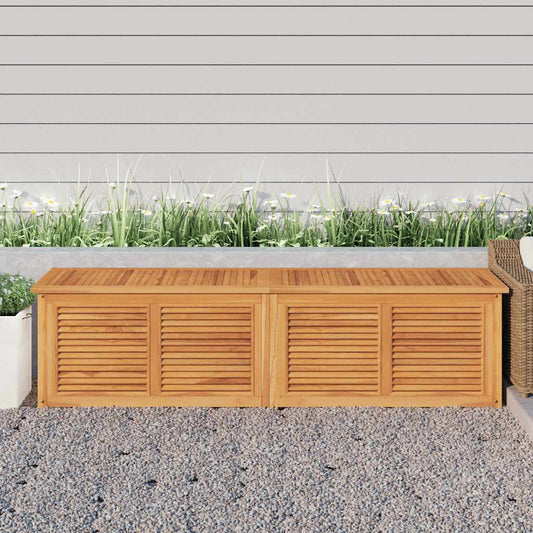 Solid Teak Garden Storage Box with Bag 200x50x55 cm