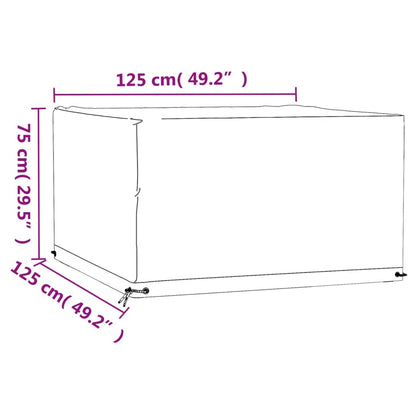 Waterproof Square Garden Furniture Cover, 8 Eyelets, 125x125x75cm