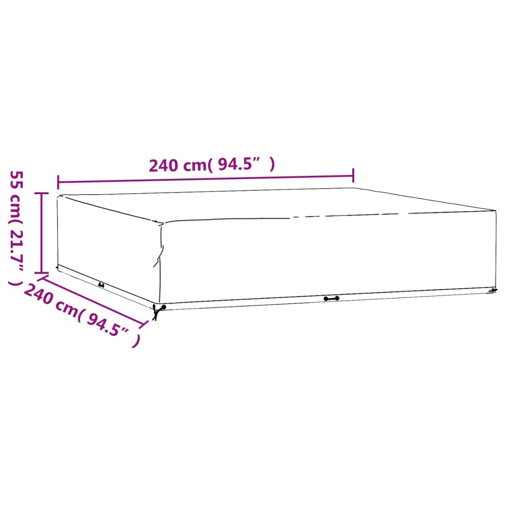 Durable Green Square Garden Furniture Cover, 240x240x55 cm, 16 Eyelets