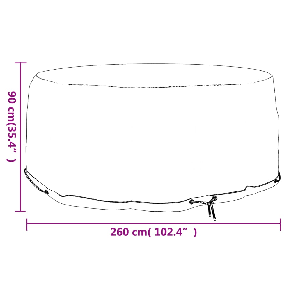 Durable Green Garden Furniture Cover, 10 Eyelets, Ø260x90 cm Round