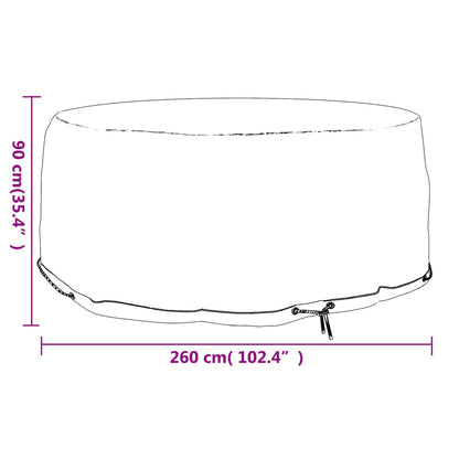 Durable Green Garden Furniture Cover, 10 Eyelets, Ø260x90 cm Round