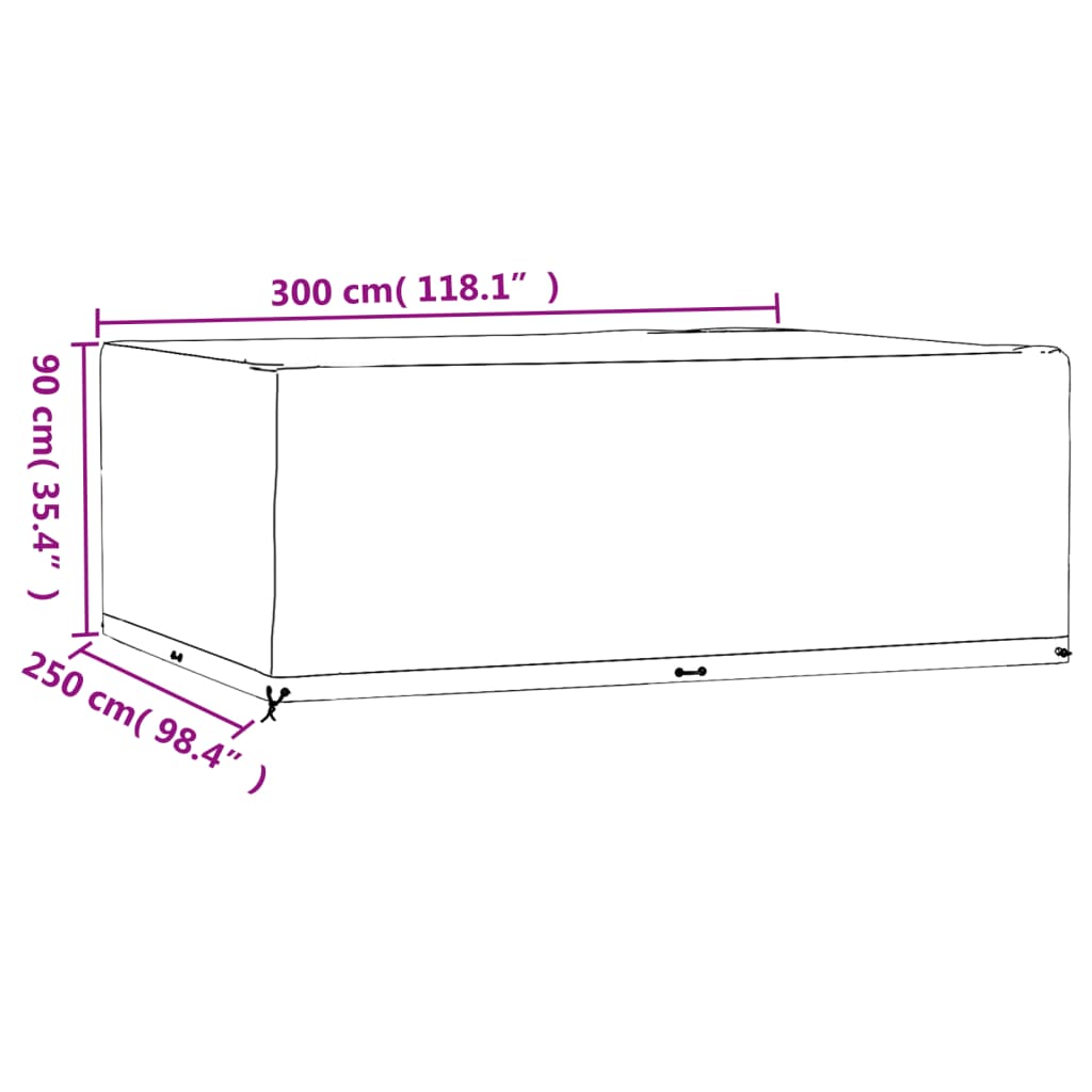 Durable Black Garden Furniture Cover, 16 Eyelets, 300x250x90 cm