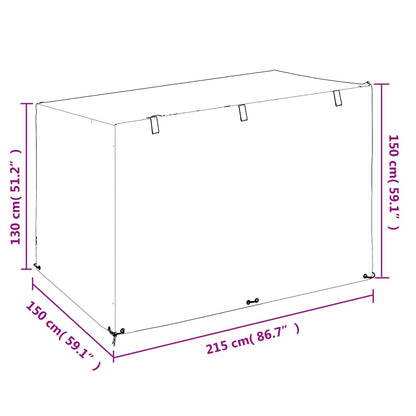 Durable Polyethylene Swing Bench Cover 215x150x130/150 cm, 12 Eyelets