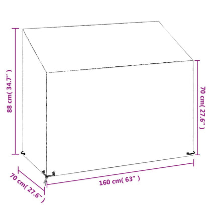 Durable Polyethylene Garden Bench Cover with 8 Eyelets, 160x70x70/88 cm