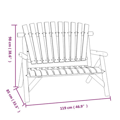 Solid Wood Spruce 2-Seater Garden Bench - 119x85x98 cm