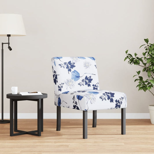 Elegant Blue Floral Fabric Slipper Chair - Comfortable & Chic