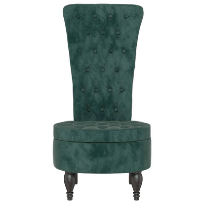Luxurious Dark Green Velvet High Back Chair with Button Design