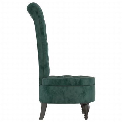 Luxurious Dark Green Velvet High Back Chair with Button Design