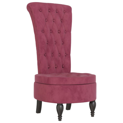Elegant Wine Red Velvet High Back Chair with Button Design