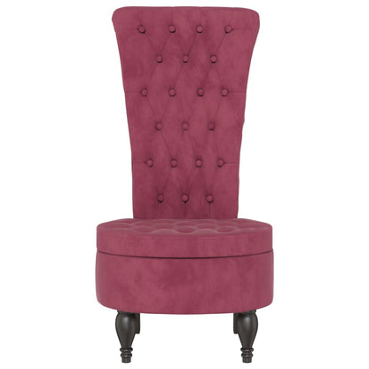 Elegant Wine Red Velvet High Back Chair with Button Design