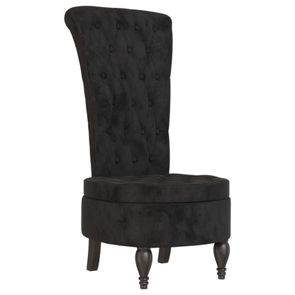 Elegant High Back Chair in Black Velvet with Button Design