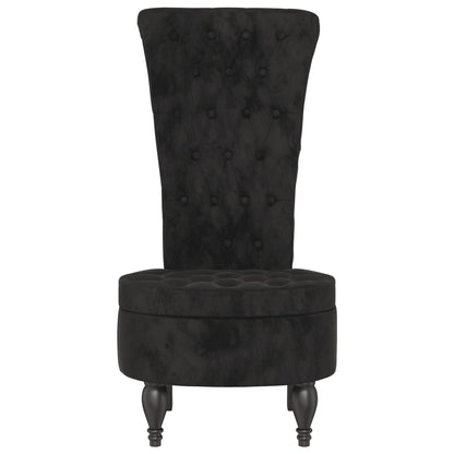Elegant High Back Chair in Black Velvet with Button Design