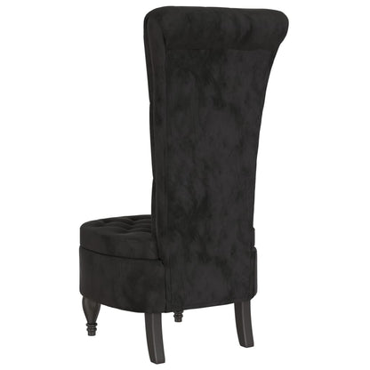 Elegant High Back Chair in Black Velvet with Button Design