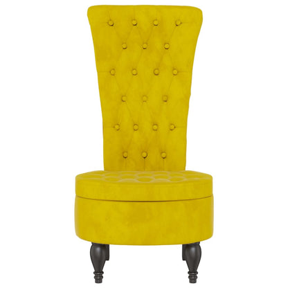 Yellow Velvet High Back Chair with Elegant Button Design
