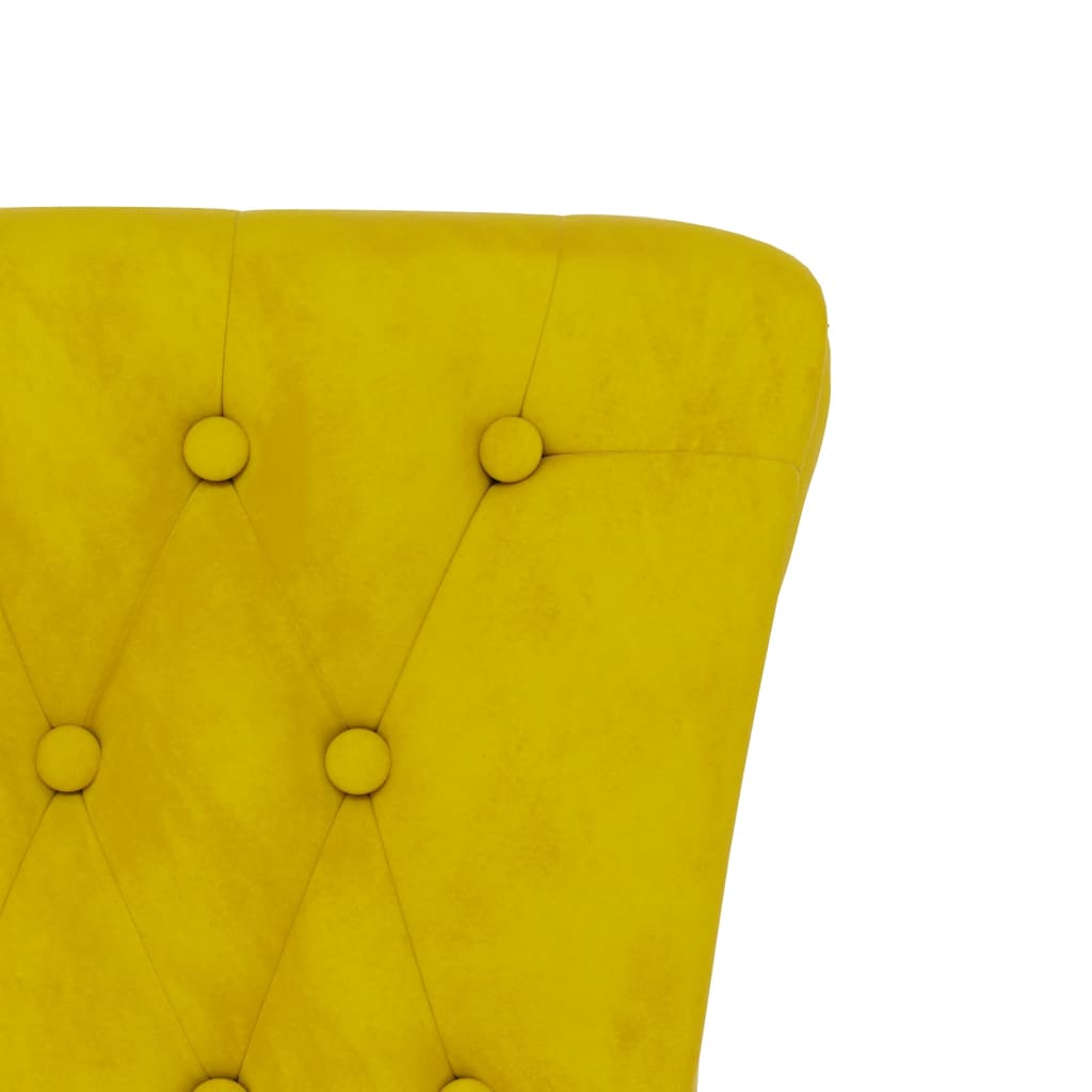 Yellow Velvet High Back Chair with Elegant Button Design