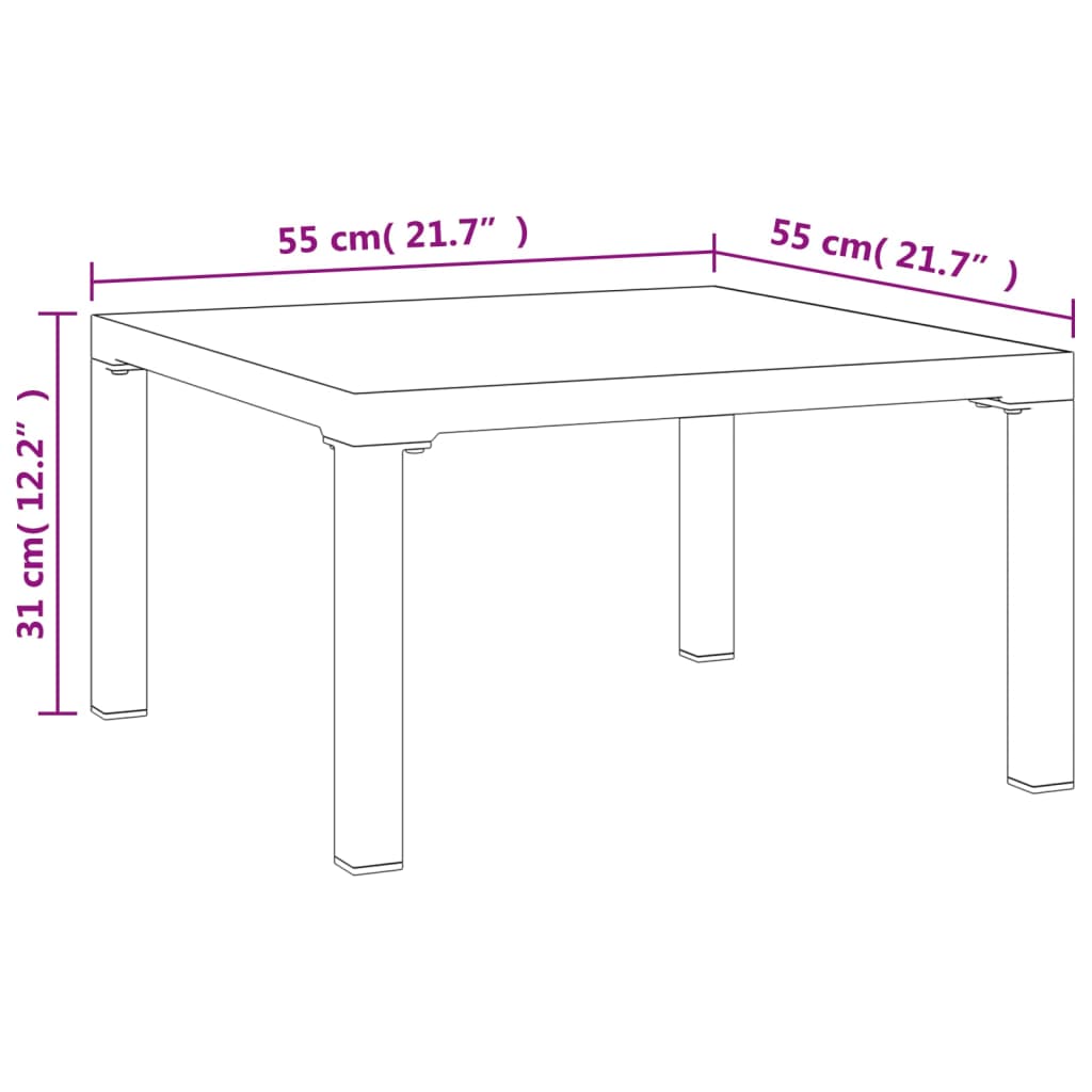 Stylish Grey Steel & DPC Garden Coffee Table 55x55x31 cm