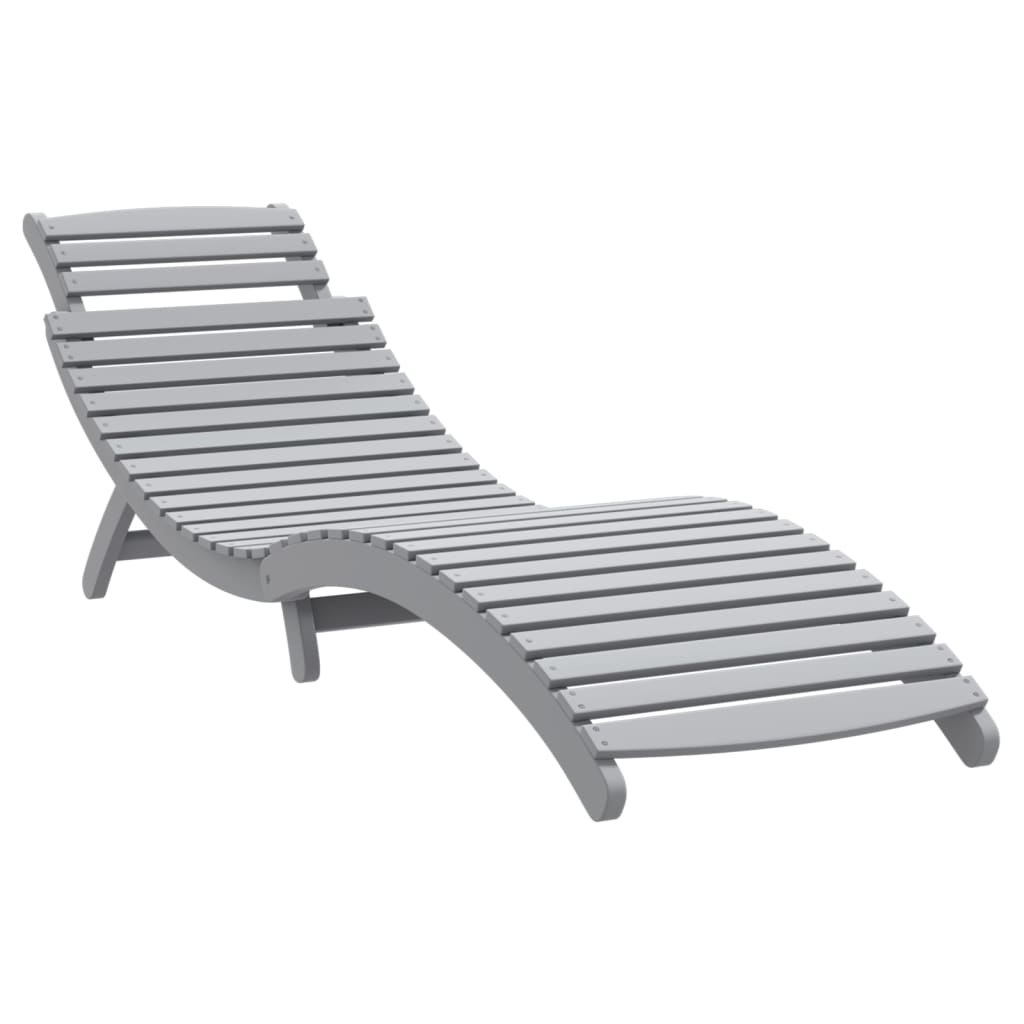 Stylish Grey Acacia Wood Sun Lounger 184x55x64 cm