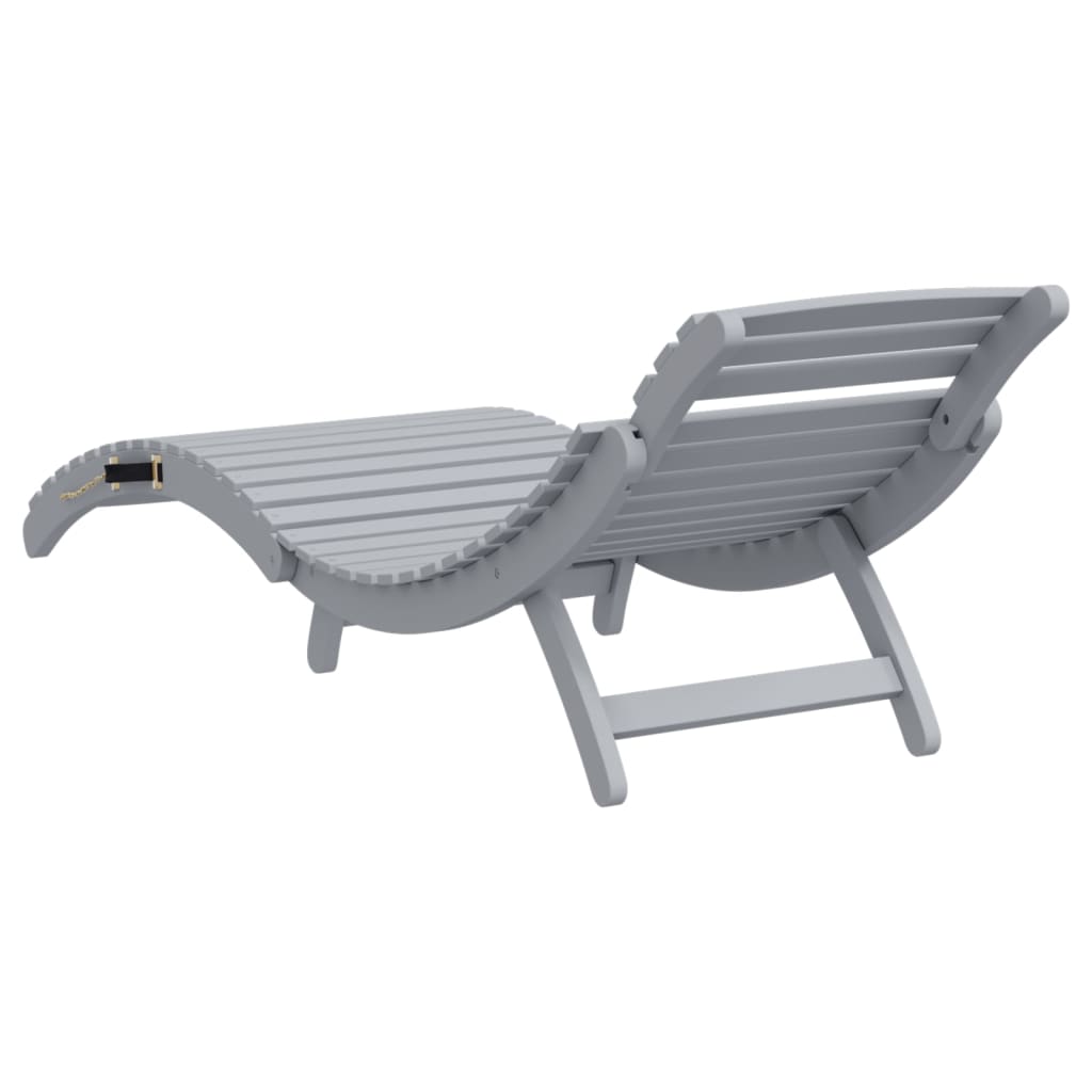 Stylish Grey Acacia Wood Sun Lounger 184x55x64 cm