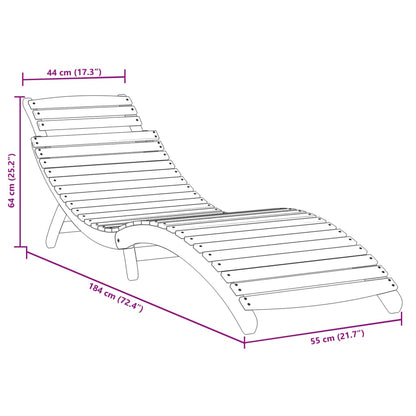 Stylish Grey Acacia Wood Sun Lounger 184x55x64 cm