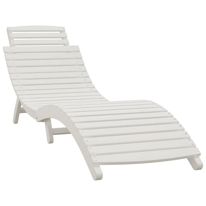 Solid Acacia Wood Sun Lounger - White, 184x55x64 cm
