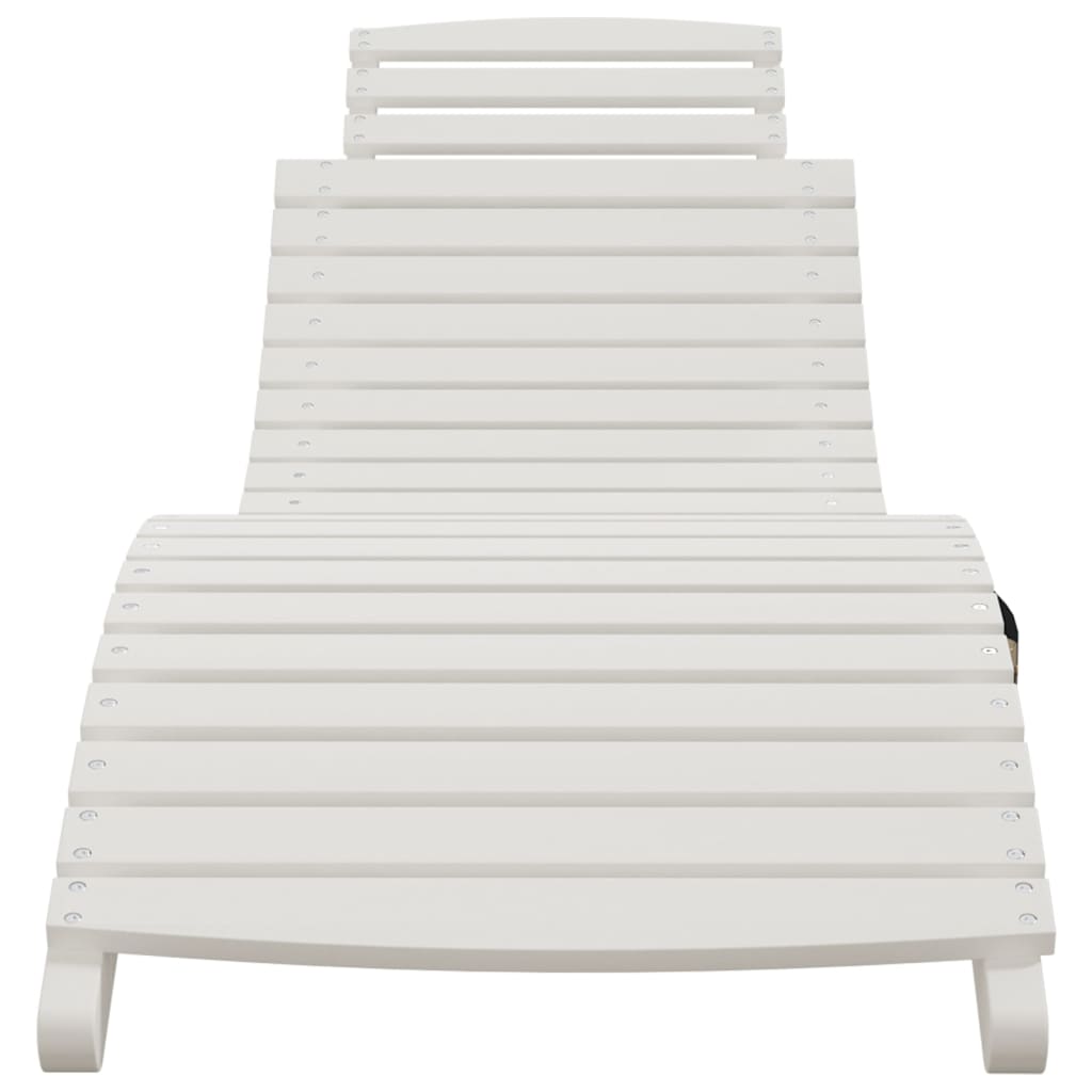 Solid Acacia Wood Sun Lounger - White, 184x55x64 cm
