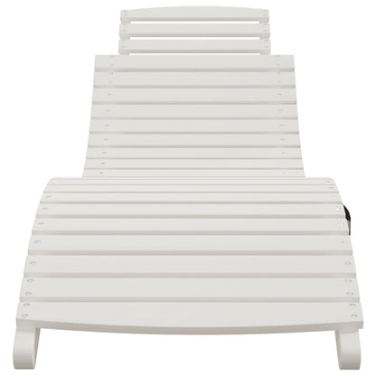 Solid Acacia Wood Sun Lounger - White, 184x55x64 cm