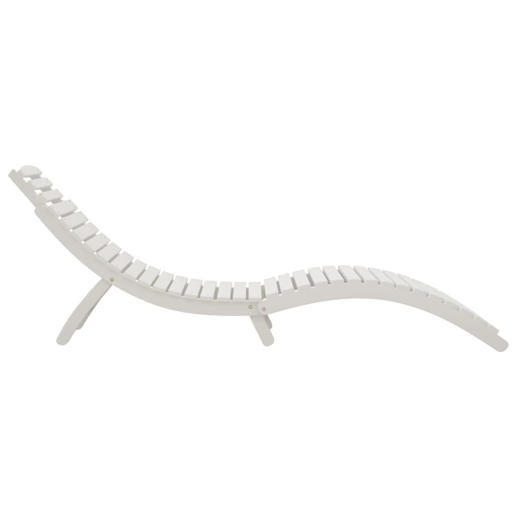Solid Acacia Wood Sun Lounger - White, 184x55x64 cm
