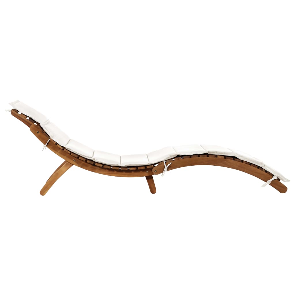 Solid Wood Acacia Sun Lounger with Cream Cushions