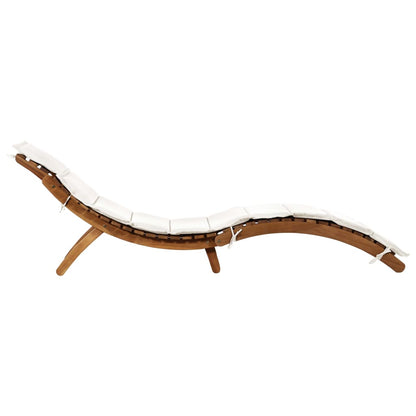 Solid Wood Acacia Sun Lounger with Cream Cushions