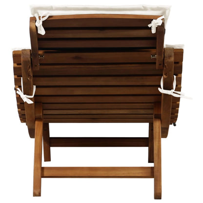 Solid Wood Acacia Sun Lounger with Cream Cushions