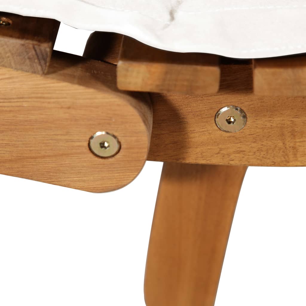 Solid Wood Acacia Sun Lounger with Cream Cushions