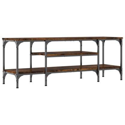 TV Cabinet Smoked Oak 121x35x45 cm Engineered Wood&Iron