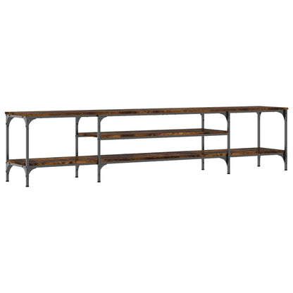 TV Cabinet Smoked Oak 201x35x45 cm Engineered Wood&Iron